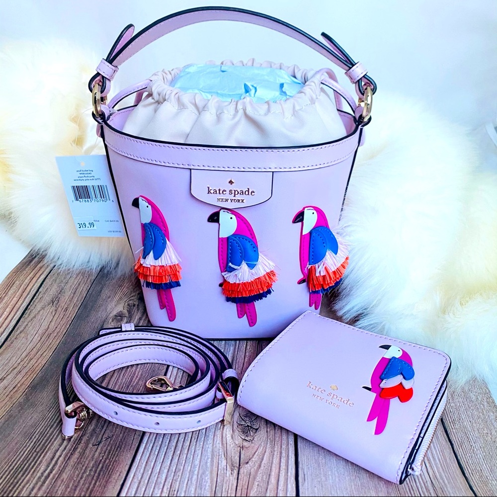 Kate Spade Pippa Flock Party Bucket Bag & Wallet